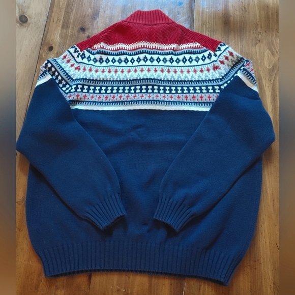IZOD Men's Red White Navy Fair Isle Knit Sweater | Size XL - Picture 4 of 5
